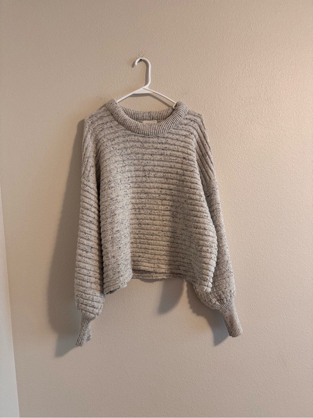 Bohme Ribbed Crewneck Sweater in Light Speckled Gray